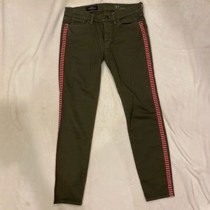 J. Crew Olive Green Pants with Red Detailing